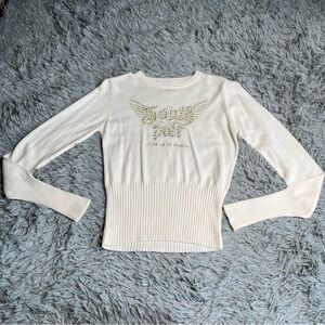 Southpole Sweater Womens Medium White Lightweight Spellout Cashmere Like Acrylic
